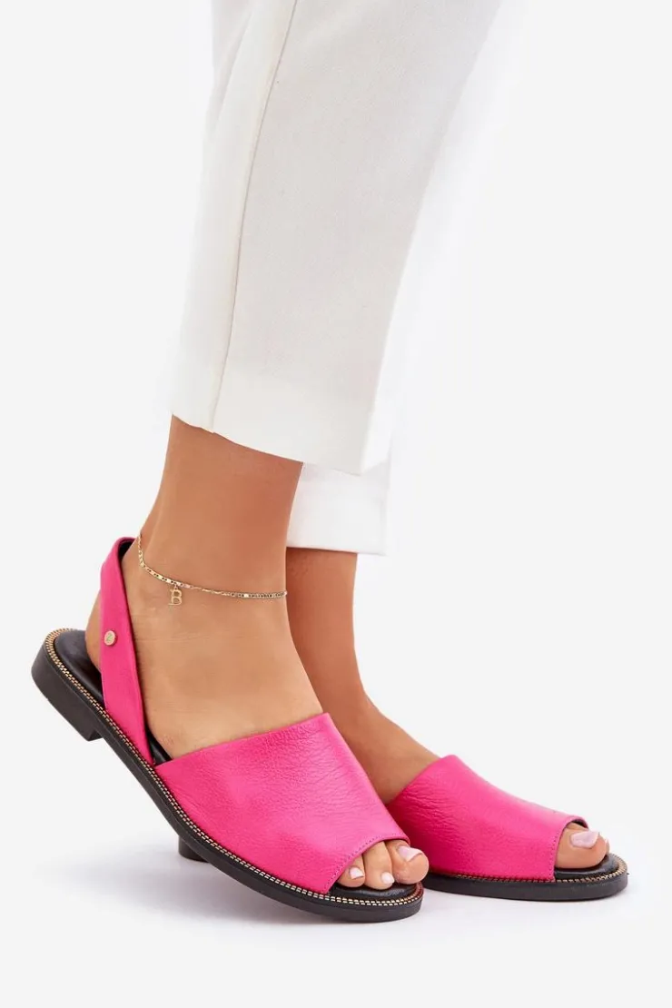 Outlet Zazoo Skórzane Wsuwane Sandały 40327 Fuksja Różowy