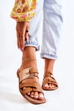 Maciejka Klapki Damskie Klasyczne*Skórzane Wygodne Klapki Damskie 05549-29 Brązowe