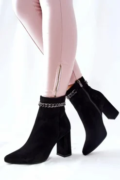 Damskie Laura Messi Skórzane Wysokie Botki Czarne 2203