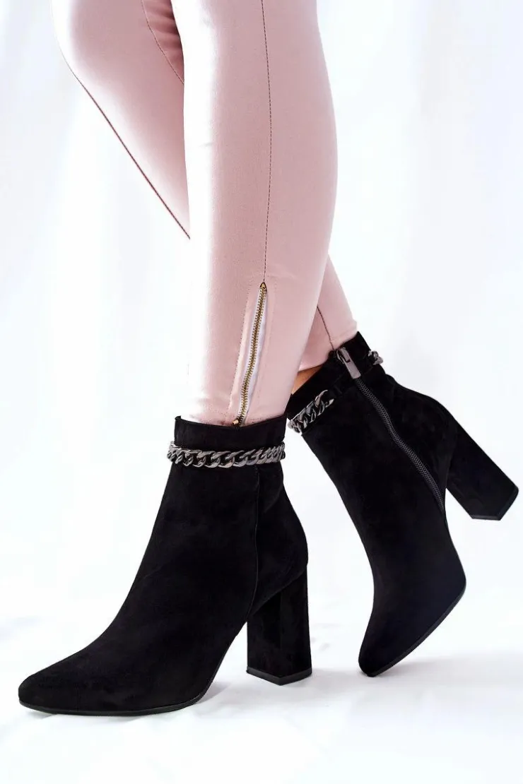 Damskie Laura Messi Skórzane Wysokie Botki Czarne 2203