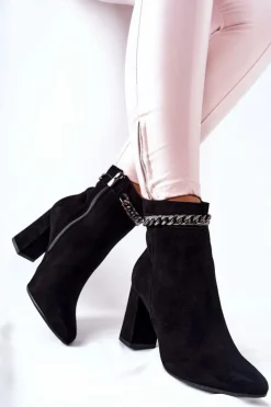 Damskie Laura Messi Skórzane Wysokie Botki Czarne 2203