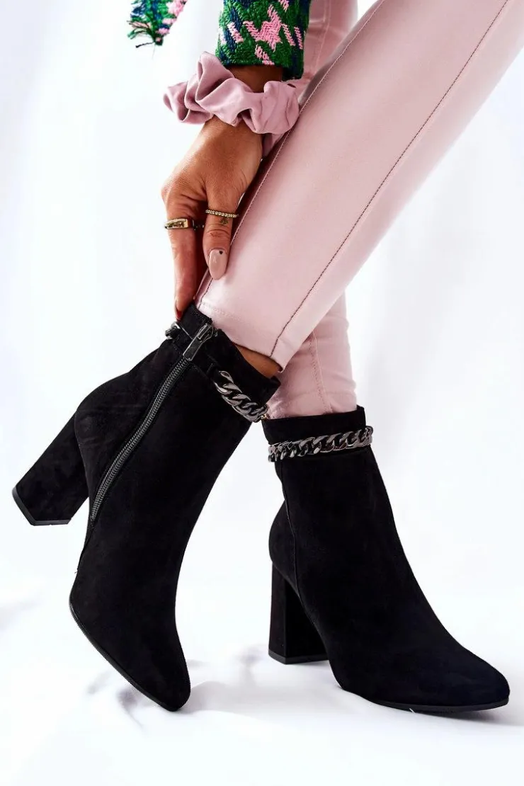 Damskie Laura Messi Skórzane Wysokie Botki Czarne 2203