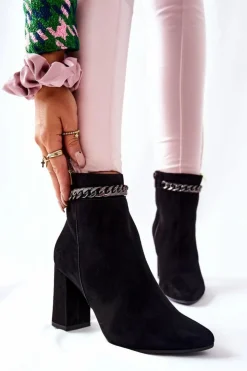 Damskie Laura Messi Skórzane Wysokie Botki Czarne 2203