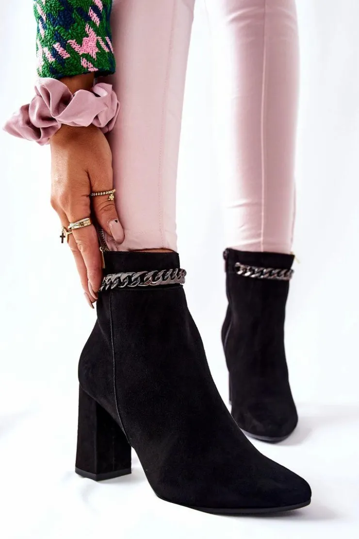 Damskie Laura Messi Skórzane Wysokie Botki Czarne 2203