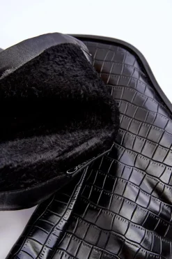 Online Boto Skórzane Wysokie Botki Wężowy Wzór Czarne Kornell