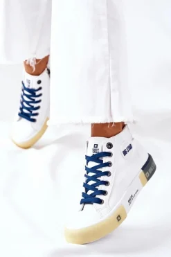 Online Big Star Shoes Skórzane Wysokie Trampki Big Star II274137 Białe