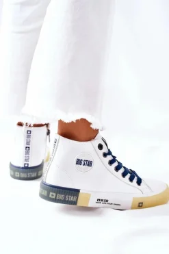 Online Big Star Shoes Skórzane Wysokie Trampki Big Star II274137 Białe