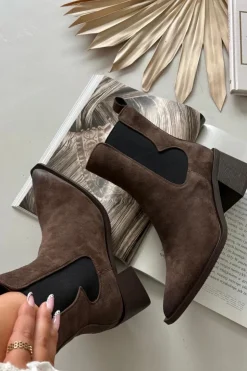 Artiker Botki Ocieplane|Botki Skórzane*Skórzane Zamszowe Botki Damskie Na Słupku Ocieplane 57C0047 Brązowe Brązowy