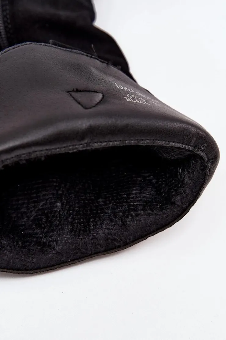 Boto Kozaki Ocieplane|Kozaki Na Słupku*Skórzane Zamszowe Kozaki Kowbojki Damskie Ocieplane Czarne Urselle Czarny