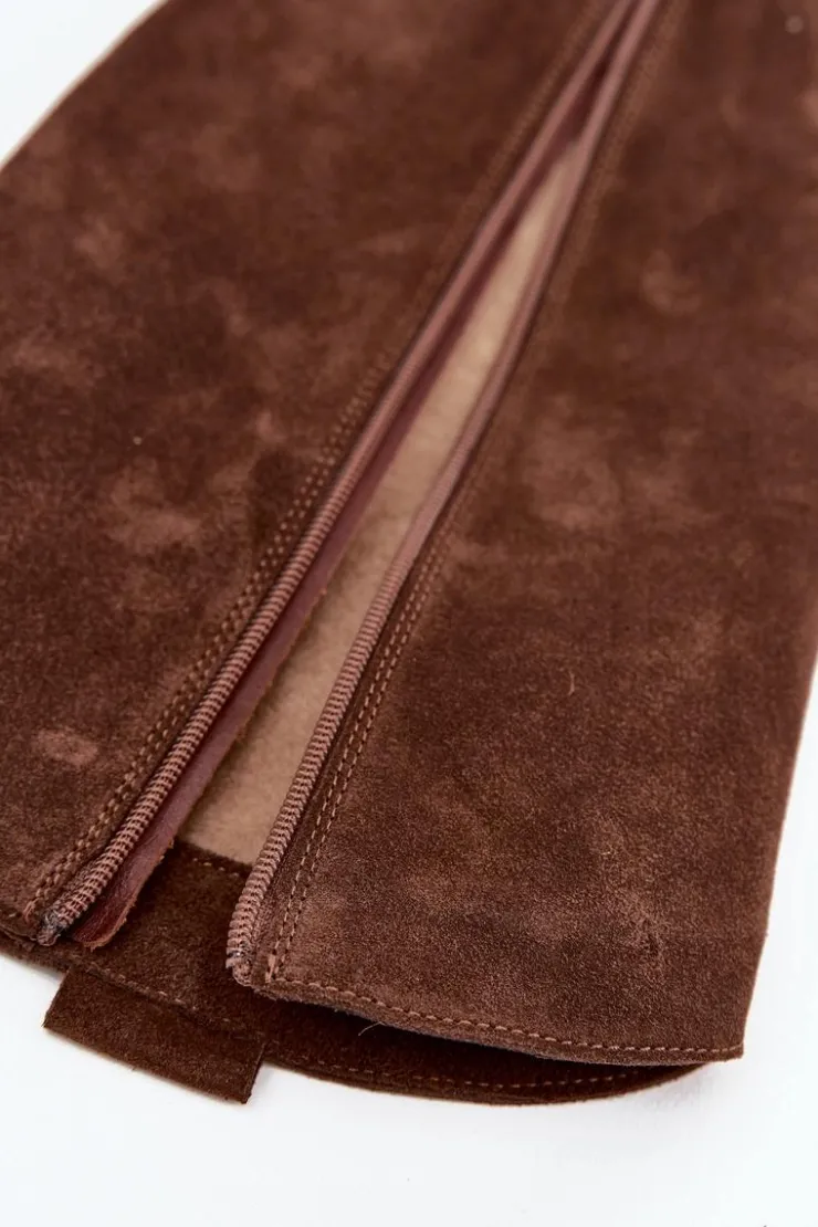 Zazoo Kozaki Ocieplane|Kozaki Wiosenne*Skórzane Zamszowe Kozaki Kowbojki Ocieplane 4224 Czekoladowe Brązowy