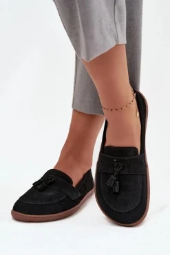 Damskie Zazoo Skórzane Zamszowe Mokasyny Typu Barefoot 322 Czarne