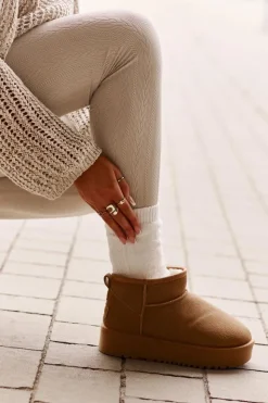 Boto Śniegowce Damskie*Skórzane Zamszowe Śniegowce Na Platformie Camel Nereviana Brązowy