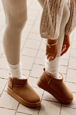 Boto Śniegowce Damskie*Skórzane Zamszowe Śniegowce Na Platformie Camel Nereviana Brązowy