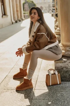 Buty damskie Vinceza Śniegowce Damskie*Skórzane Zamszowe Śniegowce Z Futerkiem Vinceza 97951 Camel Brązowy