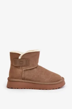 New Buty damskie Vinceza Skórzane Zamszowe Śniegowce Z Futerkiem Vinceza 97951 Beżowe