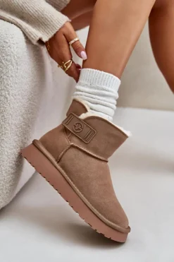 New Buty damskie Vinceza Skórzane Zamszowe Śniegowce Z Futerkiem Vinceza 97951 Beżowe