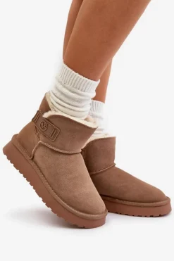 New Buty damskie Vinceza Skórzane Zamszowe Śniegowce Z Futerkiem Vinceza 97951 Beżowe