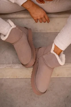 New Buty damskie Vinceza Skórzane Zamszowe Śniegowce Z Futerkiem Vinceza 97951 Beżowe