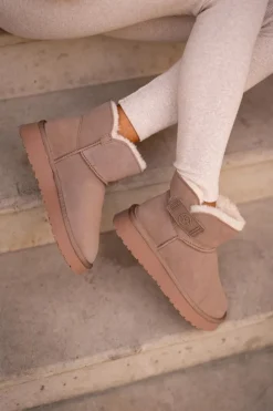 New Buty damskie Vinceza Skórzane Zamszowe Śniegowce Z Futerkiem Vinceza 97951 Beżowe