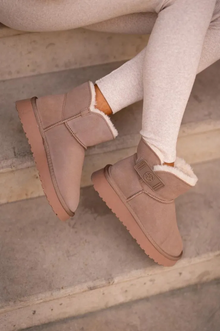 New Buty damskie Vinceza Skórzane Zamszowe Śniegowce Z Futerkiem Vinceza 97951 Beżowe