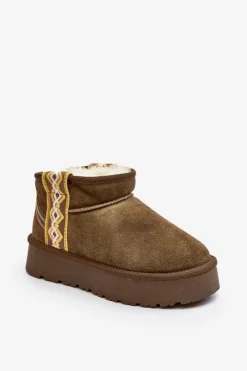 Damskie Boto Skórzane Zamszowe Śniegowce Damskie Zielone Vebissat