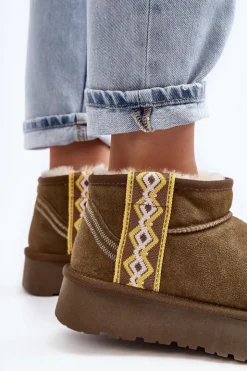 Damskie Boto Skórzane Zamszowe Śniegowce Damskie Zielone Vebissat