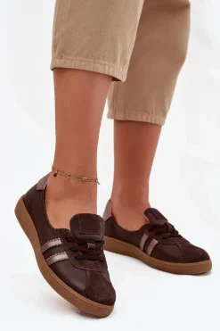 Zazoo Półbuty Skórzane|Barefoot*Skórzane Zamszowe Półbuty Damskie Typu Barefoot N1341 Czekoladowe Brązowy