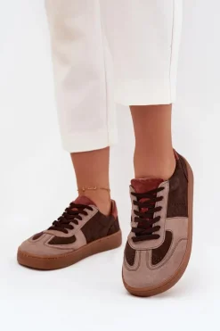 Damskie Zazoo Skórzane Zamszowe Sneakersy Barefoot Damskie N1277 Brązowe