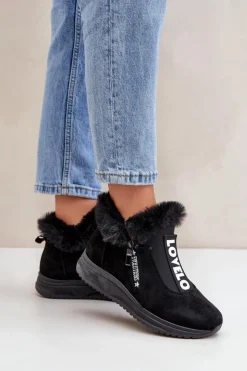 Boto Sneakersy Damskie|Botki Sznurowane*Sneakersy Botki Damskie Z Futerkiem Czarne Zeriana Czarny