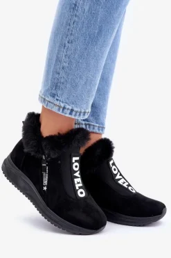 Boto Sneakersy Damskie|Botki Sznurowane*Sneakersy Botki Damskie Z Futerkiem Czarne Zeriana Czarny