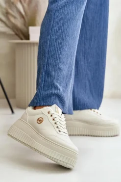 Damskie Boto Sneakersy Buty Sportowe Damskie Ocieplane Na Masywnej Podeszwie Beżowe Ardiela