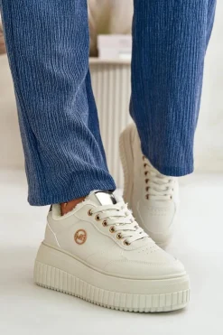 Damskie Boto Sneakersy Buty Sportowe Damskie Ocieplane Na Masywnej Podeszwie Beżowe Ardiela