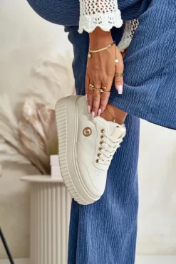 Damskie Boto Sneakersy Buty Sportowe Damskie Ocieplane Na Masywnej Podeszwie Beżowe Ardiela