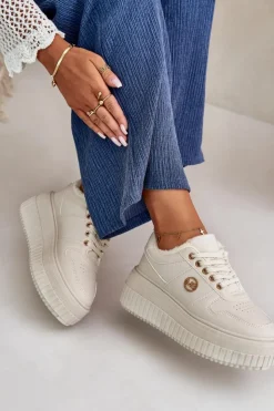 Damskie Boto Sneakersy Buty Sportowe Damskie Ocieplane Na Masywnej Podeszwie Beżowe Verissha