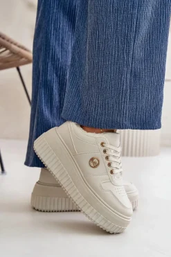 Damskie Boto Sneakersy Buty Sportowe Damskie Ocieplane Na Masywnej Podeszwie Beżowe Verissha