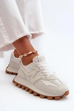 Hot Boto Sneakersy Buty Sportowe Damskie Białe Kalelia Biały