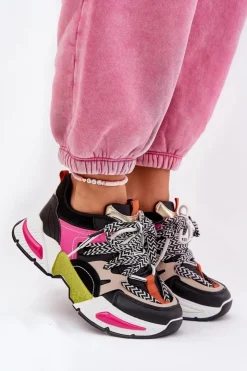 Best Boto Sneakersy Buty Sportowe Damskie Z Podwójnym Sznurowaniem Czarne Efobell