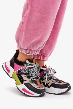 Best Boto Sneakersy Buty Sportowe Damskie Z Podwójnym Sznurowaniem Czarne Efobell