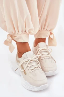 Boto Buty Sportowe Na Platformie|Sneakersy Damskie*Sneakersy Buty Sportowe Damskie Na Grubej Podeszwie Beżowe Lerila Beżowy