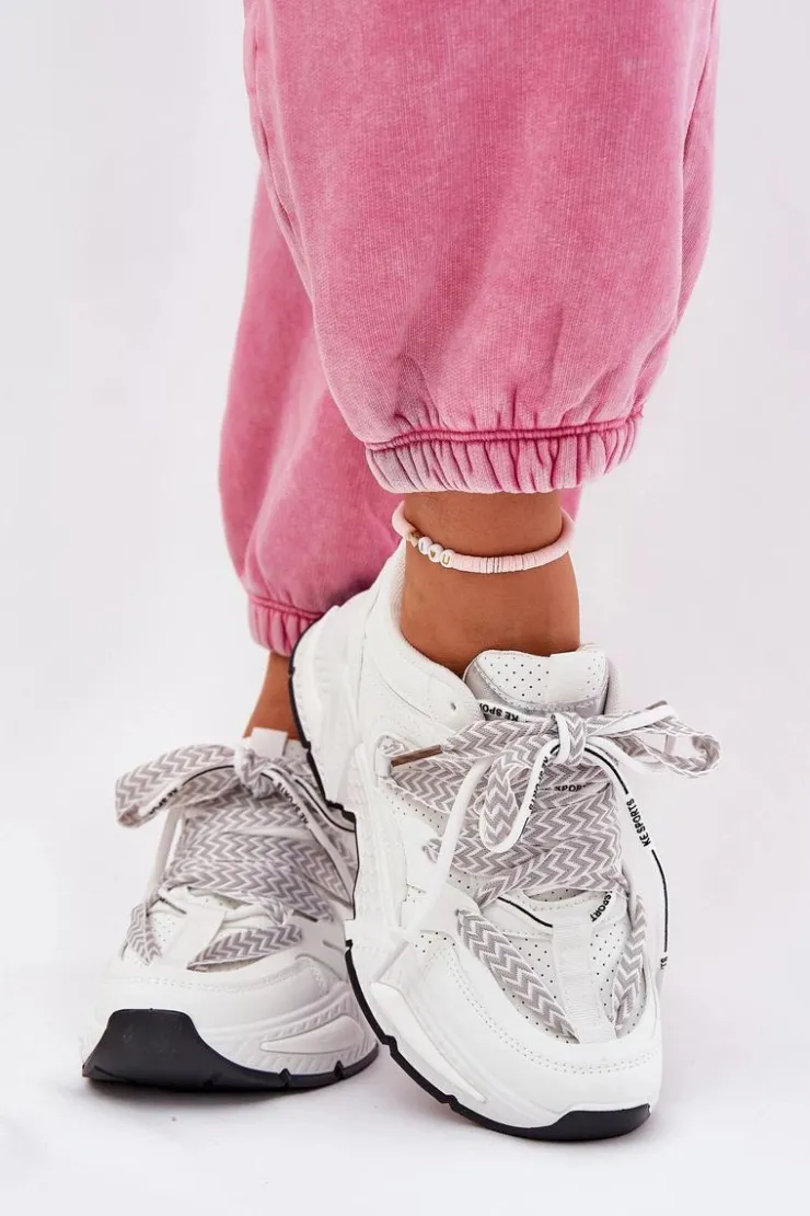Online Boto Sneakersy Buty Sportowe Damskie Z Podwójnym Sznurowaniem Białe Efobell Biały