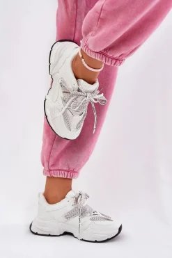 Online Boto Sneakersy Buty Sportowe Damskie Z Podwójnym Sznurowaniem Białe Efobell Biały