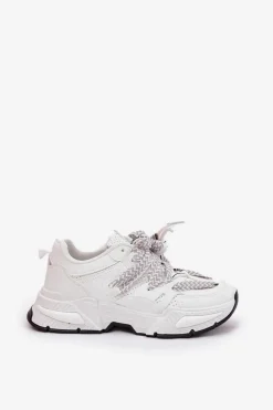 Online Boto Sneakersy Buty Sportowe Damskie Z Podwójnym Sznurowaniem Białe Efobell Biały