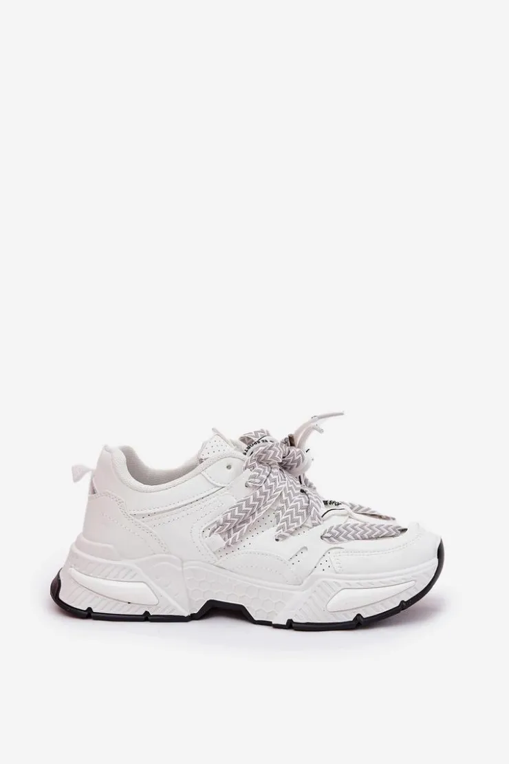 Online Boto Sneakersy Buty Sportowe Damskie Z Podwójnym Sznurowaniem Białe Efobell Biały