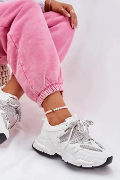 Online Boto Sneakersy Buty Sportowe Damskie Z Podwójnym Sznurowaniem Białe Efobell Biały