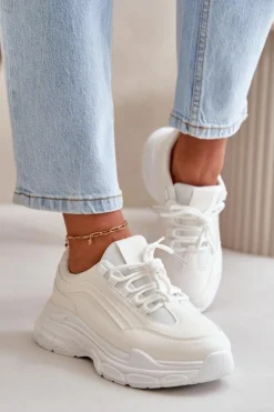 Damskie Boto Sneakersy Buty Sportowe Damskie Na Grubej Podeszwie Białe Lerila