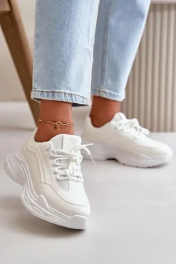 Damskie Boto Sneakersy Buty Sportowe Damskie Na Grubej Podeszwie Białe Lerila
