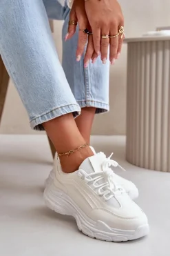 Damskie Boto Sneakersy Buty Sportowe Damskie Na Grubej Podeszwie Białe Lerila