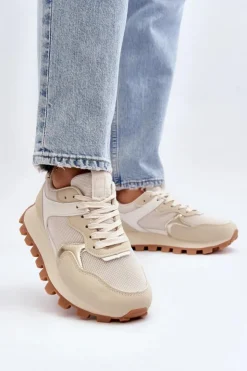 Outlet Boto Sneakersy Buty Sportowe Damskie Beżowe Ralita