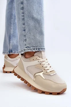 Outlet Boto Sneakersy Buty Sportowe Damskie Beżowe Ralita