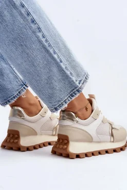 Outlet Boto Sneakersy Buty Sportowe Damskie Beżowe Ralita